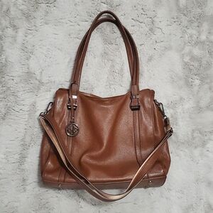Genuine leather brown bag with strap
